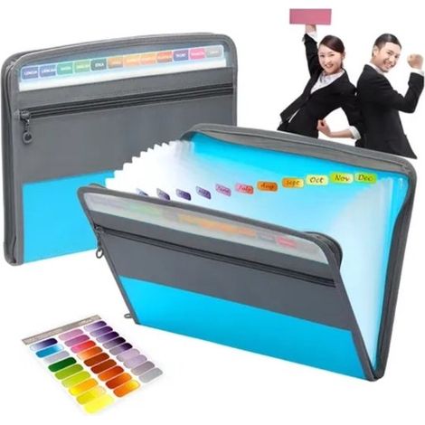 Chemise de projet, chemise de tri, format A4, 13 compartiments zippés avec séparateurs, chemise de documents, chemise de travail, chemise de rangement portable pour documents et (1/5)