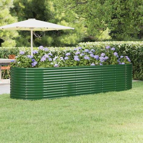Lit surélevé de jardin-Jardinière surélevée-Bac de jardin surélevé Acier galvanisé 322x100x68cm Vert (1/5)