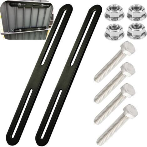 Kit de support de boîte aux lettres 215 x 24 mm. 2 kits pour fixer les boîtes aux lettres aux portails ou aux clôtures (noir, 215 mm). (1/4)