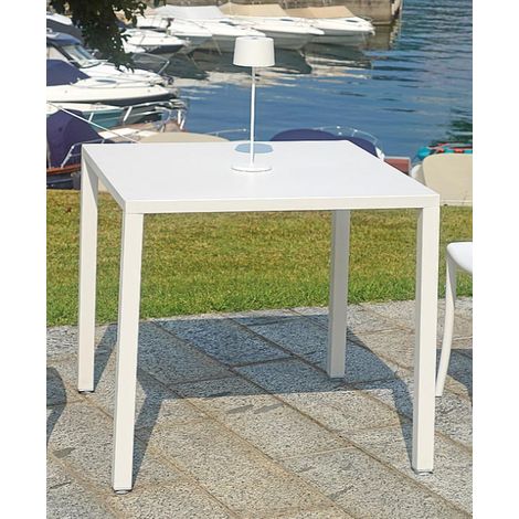 Tavolo in acciaio bianco, autolivellante. 80x80 cm MALIGI HOME MG-DILETTA  Bianco (1/4)