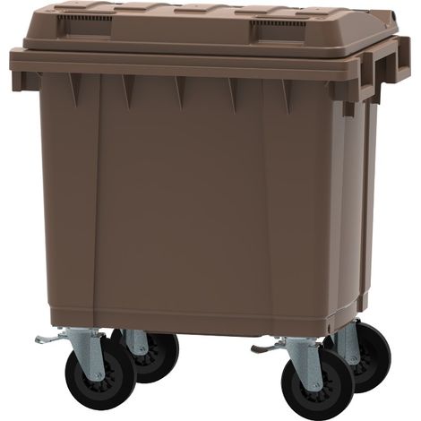 ESE France Conteneur Poubelle à déchets 4 roues - 400L - Robuste et Professionnel - 100% Recyclé - Marron - Fabriqué en France (1/4)
