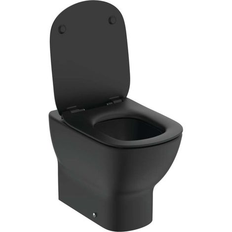 Ideal Standard - Tesi, WC a terra filo parete universale Aquablade, Copriwater sottile con chiusura rallentata, Nero seta (1/5)