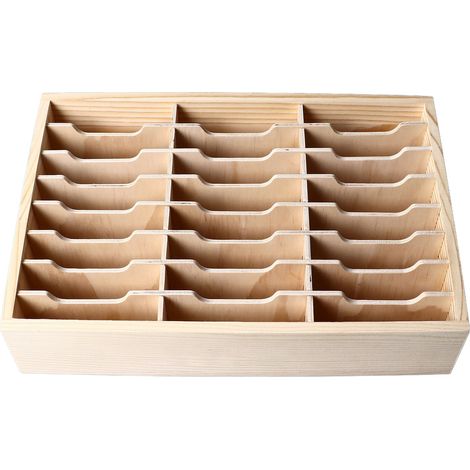 Ortviai Boîte de Rangement en Bois de Pin – 24 Compartiments pour Bureau, Atelier ou Réparation Téléphone, 31 x 19 x 10 cm
