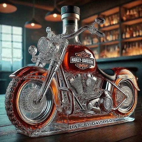 Carafe à whisky en forme de moto. 325 ml. gravure 3D originale. idéale pour les motards. les amateurs de spiritueux et les collectionneurs. Parfaite pour un bar à domicile. (1/4)