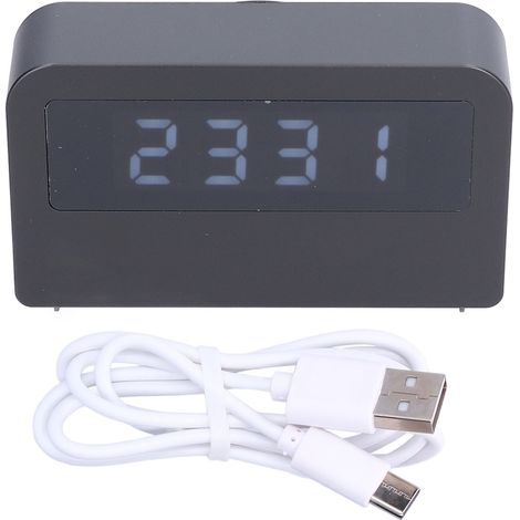 Réveil en Bois Multifonction Lampe de Chevet LED Rétro Design Compact Affichage Numérique avec Veilleuse Intégrée Décoration (1/5)