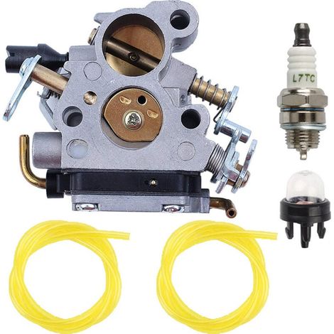 Kit carburatore Husqvarna 235 236E 240E per motoseghe Zama C1T-W33 CS2234 CS2238, fornito con lampadina di avviamento, candela e tubo del carburante. (1/4)