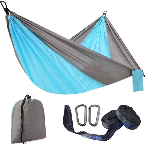 Filiyano-Hamac d'extérieur bleu-gris avec sangle de fixation, mousqueton et rangement