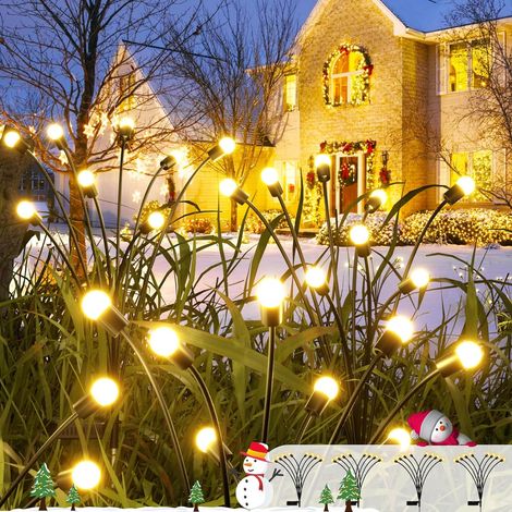 [4 pièces] Prise de sol extérieure Firefly à vent solaire 8 lumières lumière blanche chaude (1/5)