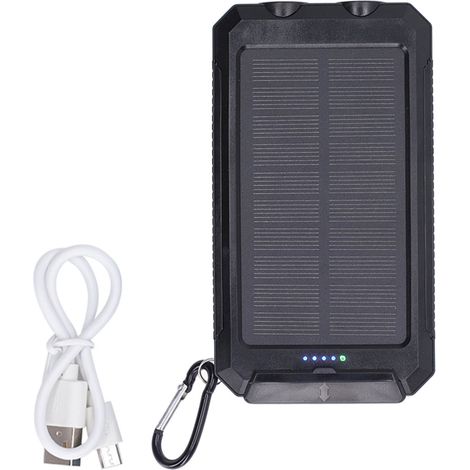 Bloc batterie solaire 20000mAh IP66 étanche charge rapide 3 modes d'éclairage chargeur téléphone portable pour camping vélo voyage