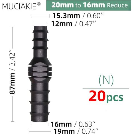 (Nx20pcs) Raccords de tuyauterie pour eau, adaptateurs de raccordement égaux, coudes, tés, bouchons, raccords cannelés pour irrigation goutte à goutte 1/2 3/4'' (1/5)