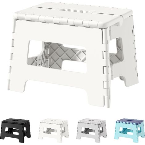 Marchepied Pliable en Plastique de 21 cm - pour Adultes - Marche Pliante et Portable - pour Chambre à Coucher - Blanc (1/5)