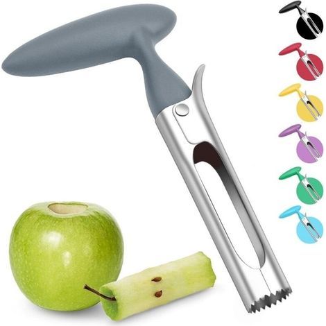 Apfelentkerner mit ABS-Griff, gezahnter Edelstahlklinge, Kunststoffgriff, grau (1/5)