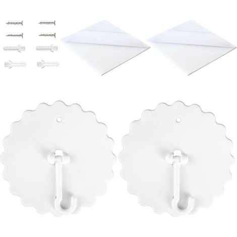 Pack de 2 crochets de plafond autocollants, crochets pour moustiquaire avec vis de base, crochets de plafond sans perçage, accessoires anti-moustiques sans clous pour la maison (1/5)