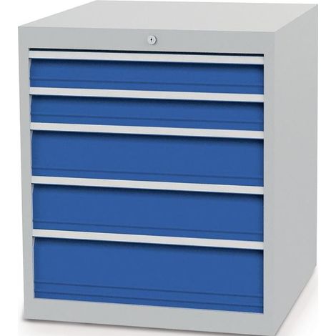 Commode H819xL705xP736mm gris clair/bleu signal 5 tiroirs Grande capacité Bedrunka (1/4)
