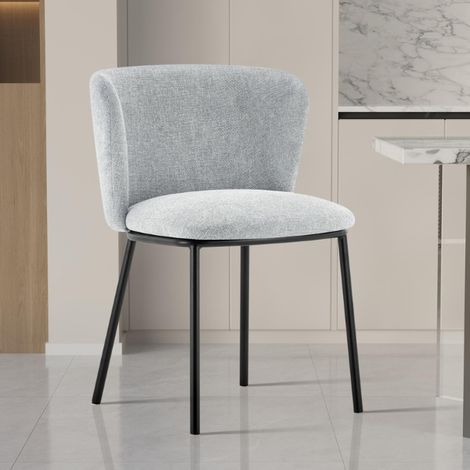 Chaise Arthur en tissu gris clair pieds en métal 76x52x54cm (1/4)
