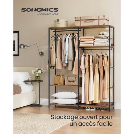 Penderie Autoportante avec Étagères et Barre, Charge 160 kg, 118,1 x 40 x 180,4 cm, Taupe et Noir (1/5)