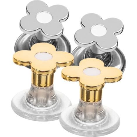 4Pcs Decorative Tank Knob Flower Shape Universal Toilet Flush Accessories Silver for Bathroom (1/5)