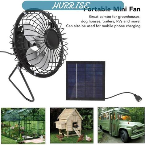 Ventilateur Solaire - 5 V 2,5 W - Pour Serre Chien Remorque Camping-Car - Sans Batterie - 1 Pièce (1/4)