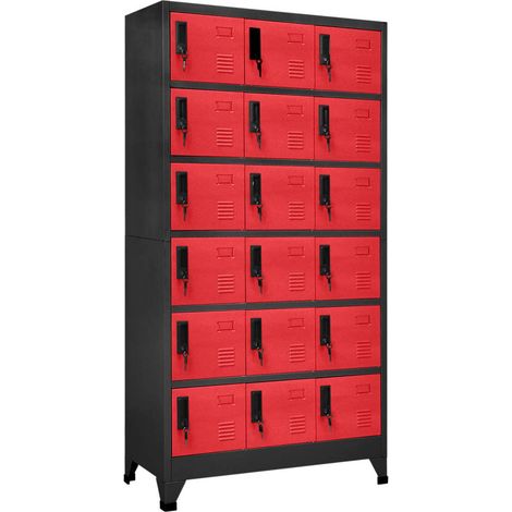 Armoire à casier Armoire de rangement Armoire d'ateliers Anthracite et rouge 90x40x180 cm Acier RTJEX923454 (1/5)