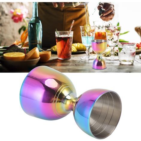 30/60ml Stainless Steel Cocktail Jigger, High-Precision Measuring for Drinks and Mixology, Colorful Design and Wide Mouth (1/5)