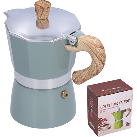 Cafetière italienne 150 ml, cafetière italienne, théière pour cuisinière à gaz, cuisinière à éthanol, bleu cyan (1/5)