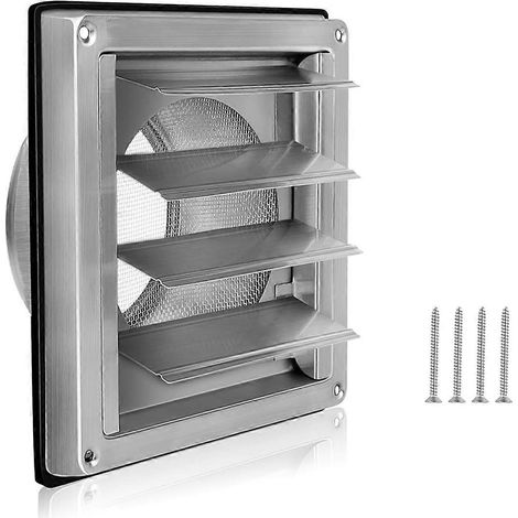 Grille de ventilation 150 mm en acier inoxydable, couvercle de grille à persiennes pour conduit d'aération plat (1/5)