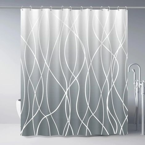 Filiyano-Rideau de douche moderne à rayures noires et blanches ondulées, rayures dégradées, rideau de douche décoratif pour salle de bain, 120 x 180