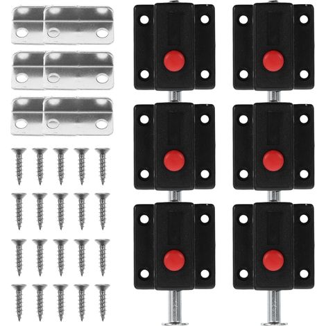 Loquets à Ressort avec Bouton-poussoir Sécurisé pour Meubles et Bibliothèques en ABS et Alliage de Zinc Lot de 6 Quincaillerie du Meuble Noire pour Portes D'armoire (1/5)