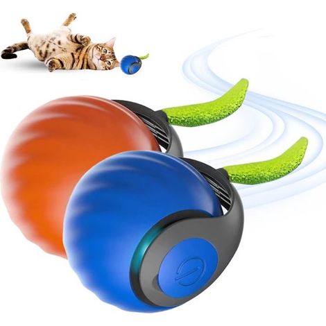 Pelota rodante eléctrica - Juguete interactivo para perros y gatos - Azul + Naranja (1/5)
