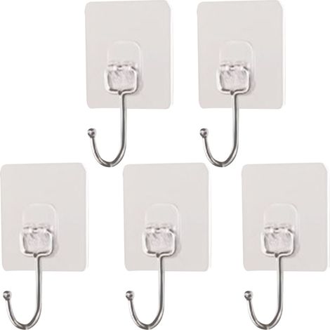 Grands crochets de cuisine pouvant être fixés sur des planches en bois, crochets muraux pour vêtements et crochets pour casseroles et poêles  transparents et résistants, lot de 5. (1/5)