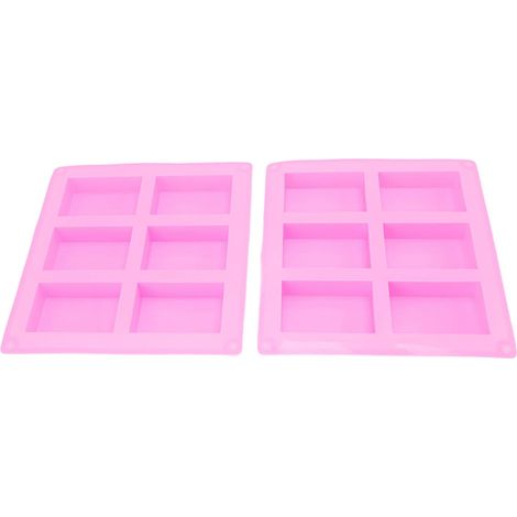 Deux moules en silicone rose, 6 compartiments, flexibles et résistants à la chaleur, 202 grammes. (1/5)