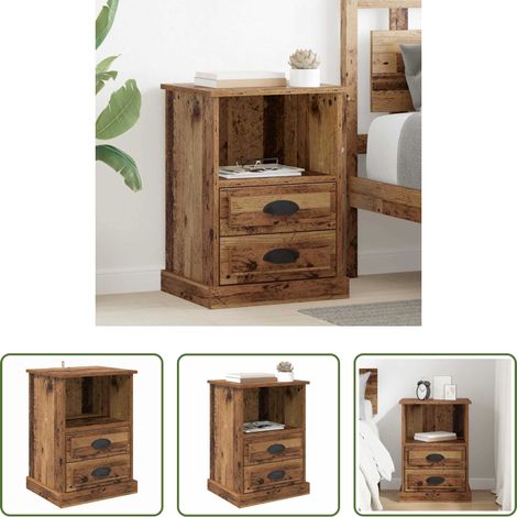 vidaXL Altholz - Nachttisch mit Schubladen Altholz 36 x 43 x 60 cm Holzwerkstoff (1/5)