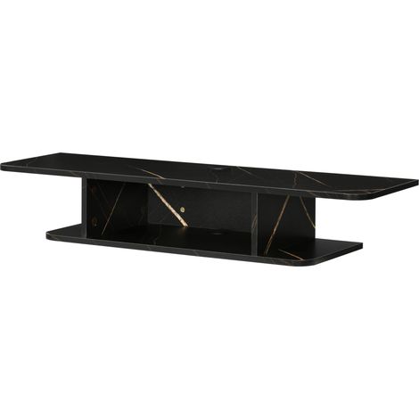 Floating TV Unit Stfor TVs up to 40", Wall Mounted Media Console with Storage Shelf, Entertainment Center, Black (1/5)