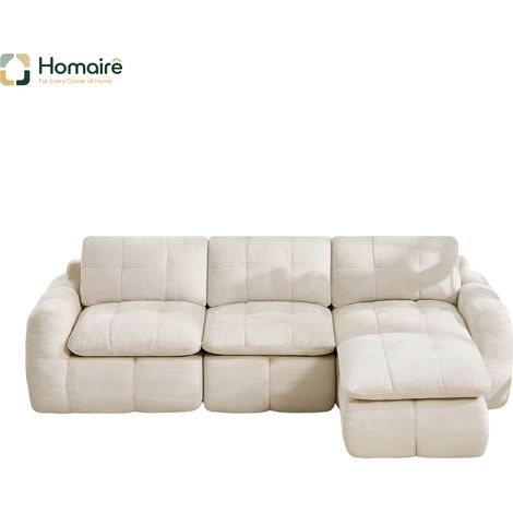 Sofa mit Modulen mit Armlehnen aus Chenille beige en Polyester 264 x 160 x 68 cm HOMAIRE (1/5)