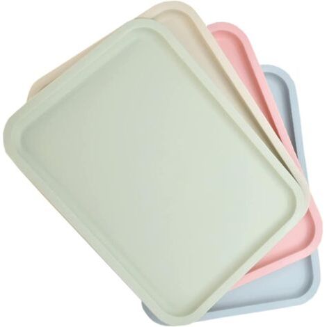 4 Pièces Plateau de Petit déjeuner, Plateaux Service Plastique, Plateau Plastique Rectangulair, Plateaux Restauration Rapide, pour Boissons Fast Food Cuisine Salle Manger Café (1/5)