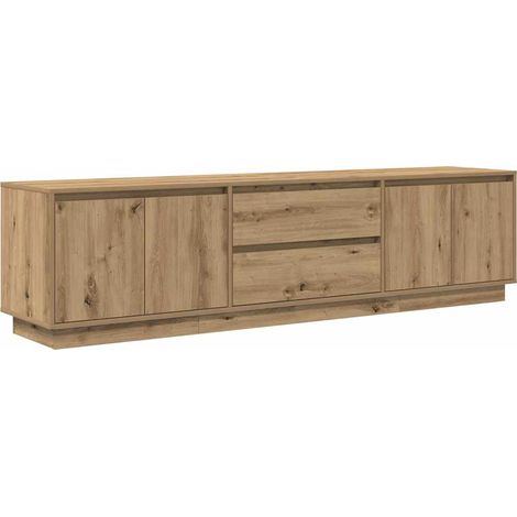 vidaXL Meuble TV avec éclairages LED chêne artisanal 193,5x41x50 cm