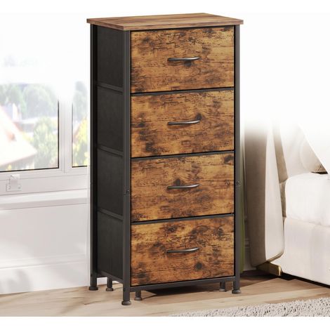 Commode Moderne 4 Tiroirs Spacieux, Meuble de Rangement Compact Gain de Place, Design Brillant Élégant, 423095 cm, Marron (1/4)