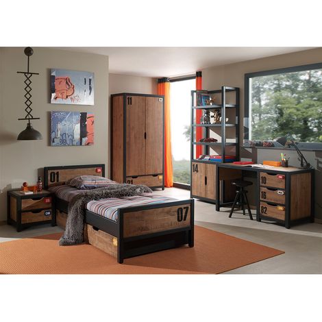 TCHAD - Chambre 90x200cm + Armoire 2P + Pack Bureau (1/5)