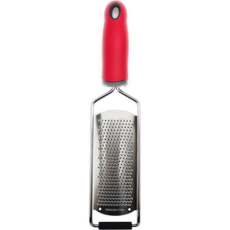 1 râpe à fromage de cuisine, acier inoxydable 8/8 - poignée ergonomique en TPR - facile à râper (rouge) (1/5)