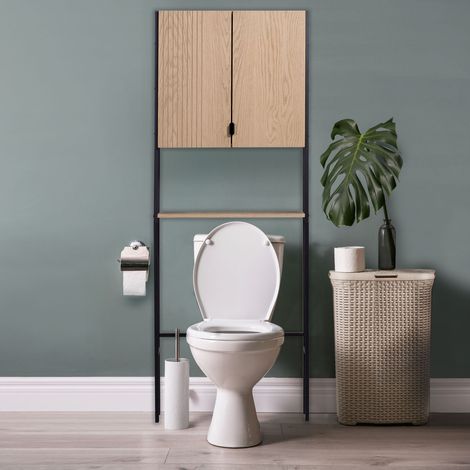 Estantería WC puente madera roble ALTEA L.66 x H.180 x P.22 cm