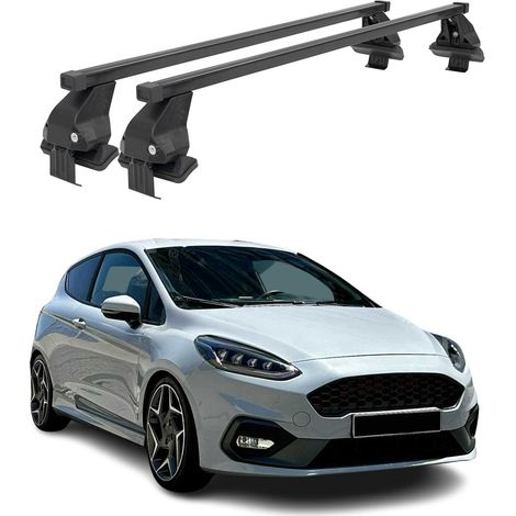 OMAC Dachträger Querträger Stahl für Ford Fiesta mk7 ST-Line 2018-2023 – Abschließbar – City-Crash-getestet – DIN 75302:2019 – ISO/PAS 11154:2006 – Max. 50 kg Schwarz (1/5)