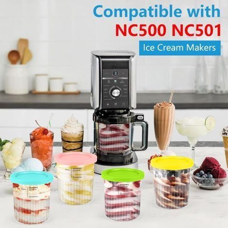 Eisbehälter für Ninja, 4er-Set Eisbehälter mit Deckel, wiederverwendbare Deluxe Creami-Behälter für Ninja Eismaschinen NC500 NC501, spülmaschinenfest (1/4)