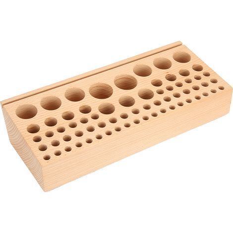 Wandmontierter Bohrerhalter aus Buchenholz für 68 Bohrer, Aufbewahrungsorganizer für Bohrmaschinen, DIY-Regal mit Lederlöchern (1/5)