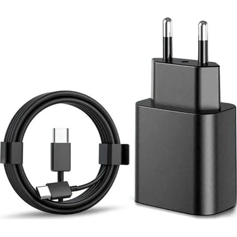 Chargeur rapide 45 W compatible avec Samsung, adaptateur secteur USB-C avec câble USB-C de 1 m, noir, lot de 2 (1/5)