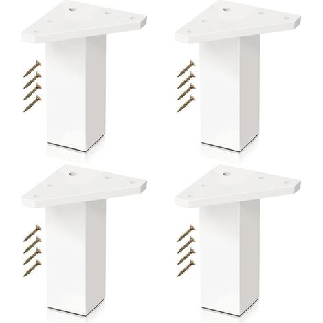 Pieds pour Meubles Blancs Lot de 4 Pieds Vis Incluses - Couleur Blanc, Hauteur 10 cm - Pieds DIY pour Tables (Pack 4 Pieds) (1/4)
