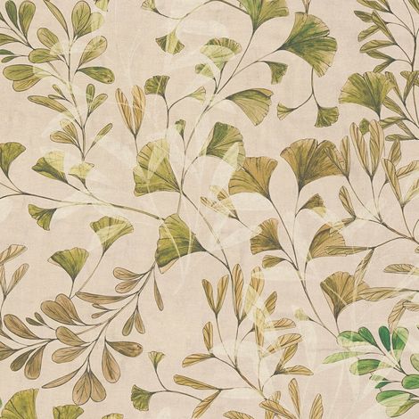 Nature wallpaper wall Profhome 782233 hot embossed non-woven wallpaper smooth with floral ornaments matt cream green beige white beige brown 5,33 m2