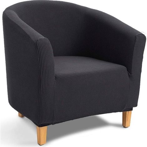 Jacquard Housse de Canapé Tub Chair Housse Fauteuil Club Extensible Lavable Antidérapant(gris foncé ) (1/4)