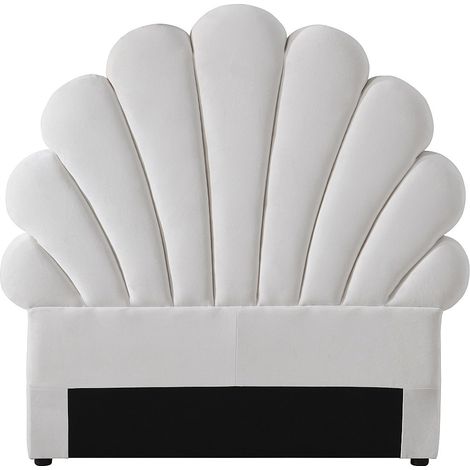 Testata letto conchiglia 90 cm - Velluto Bianco - MOANA