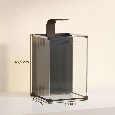 Aquarium Komplettset 36L Nano Aquarium mit LED-Beleuchtung Filtersystem Pumpe Zirkulation 30 x 30 x 45,5 cm Schwarz (1/5)