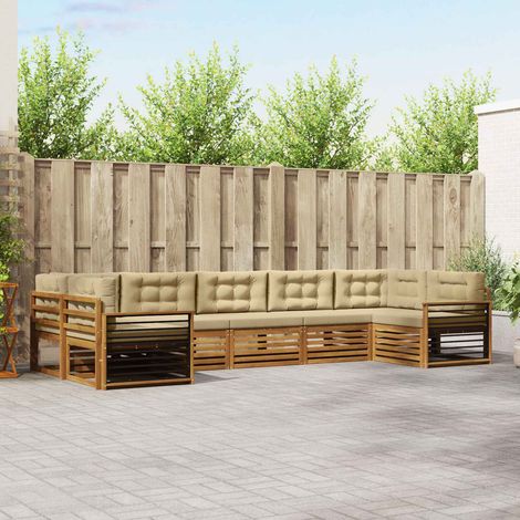 Outdoor-Sofagarnitur 7 pcs Natur und Beige Massivholz Akazie (1/5)